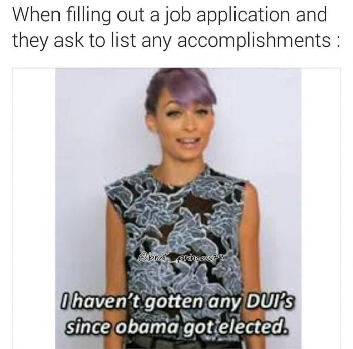 meme about accomplishment for job application