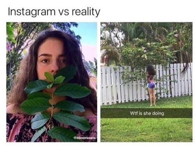 Woman pic on instagram VS how she looks taking that pic