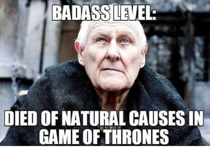 dank meme game of thrones memes - Badass Level Died Of Natural Causes In Game Of Thrones