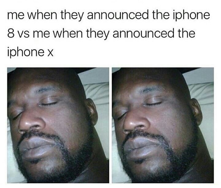 Shaq Sleeping in both the announcements of the iphone 8 and iphone x