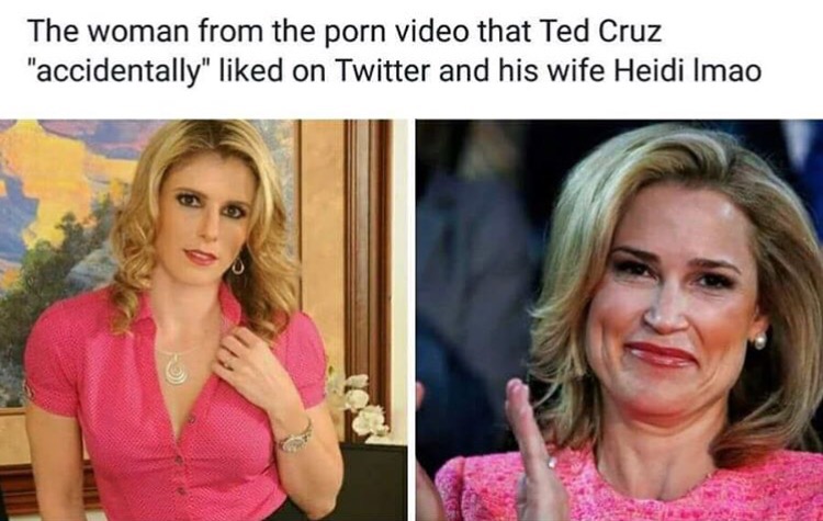 memes - blond - The woman from the porn video that Ted Cruz "accidentally" d on Twitter and his wife Heidi Imao