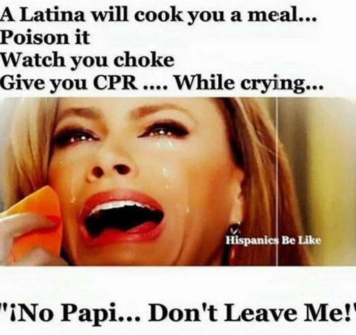 Funny meme of how a Latina would kill you.