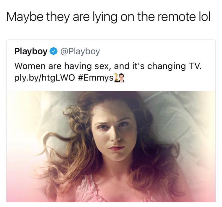 Funny meme about a tweet playboy made on women changing TV