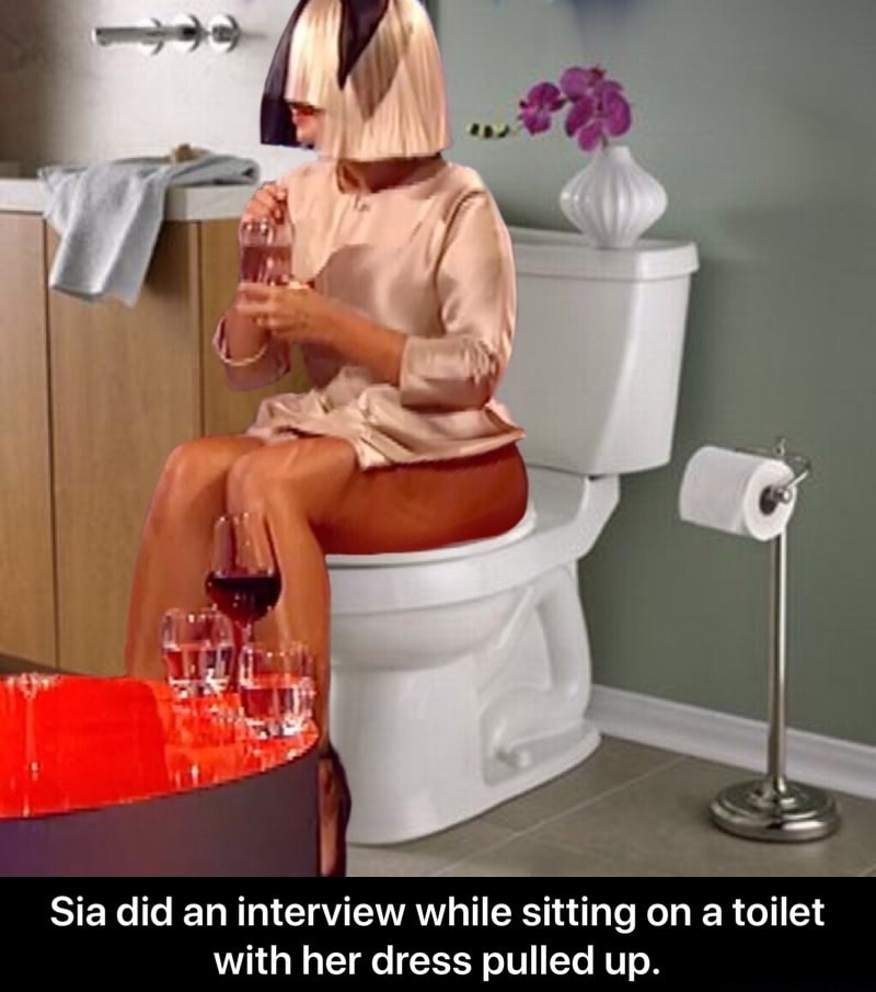 shoulder - Sia did an interview while sitting on a toilet with her dress pulled up.