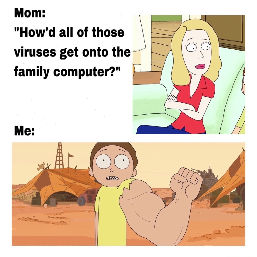rick and morty memes - Mom "How'd all of those viruses get onto the family computer?" Me