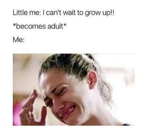 memes clean - Little me I can't wait to grow up!! becomes adult Me
