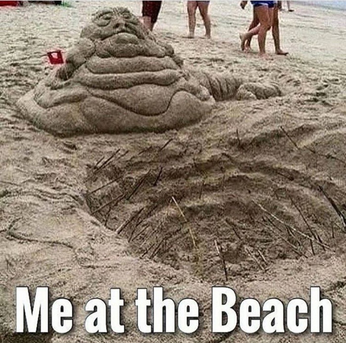 funny meme of jabba the hutt sand monster - Me at the Beach