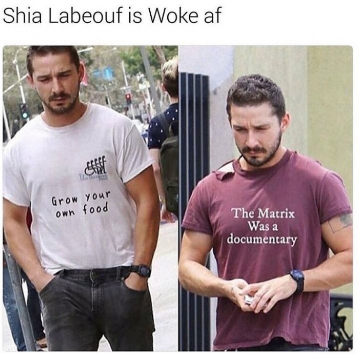shia labeouf is woke - Shia Labeouf is Woke af Clic Cim Grow your own food The Matrix Was a documentary