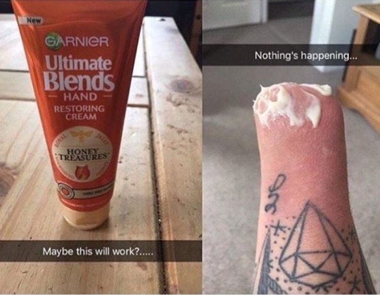 laugh uncontrollably things that will make you laugh - New Nothing's happening... Garnier Ultimate Blends Hand Restoring Cream Honey Treasures Maybe this will work?.....