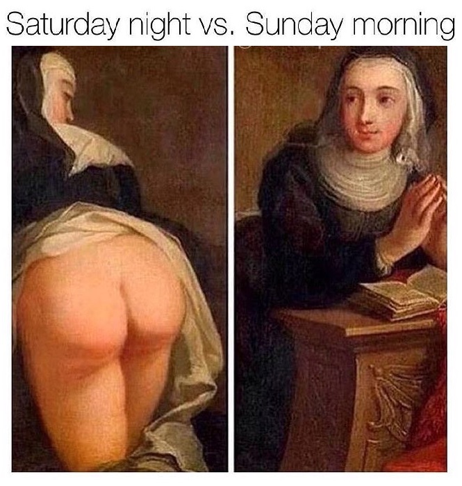 girl - Saturday night vs. Sunday morning