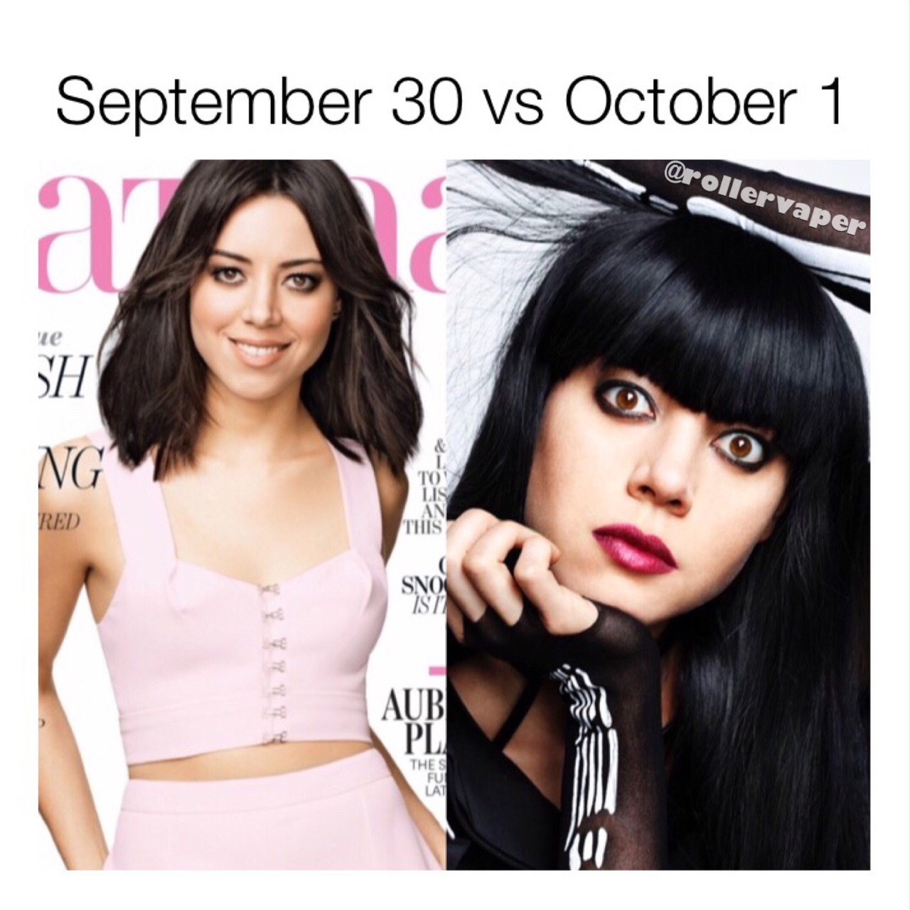 aubrey plaza goth - September 30 vs October 1 Sh Red An His Aub The S Fu Lat