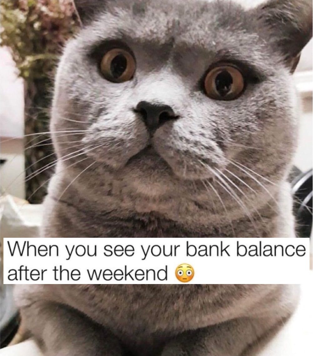 memes - photo caption - When you see your bank balance after the weekend 60