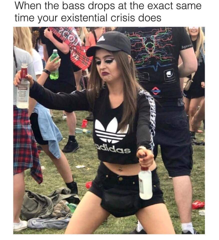 memes - pretoria girls - When the bass drops at the exact same time your existential crisis does Agnew Adidas