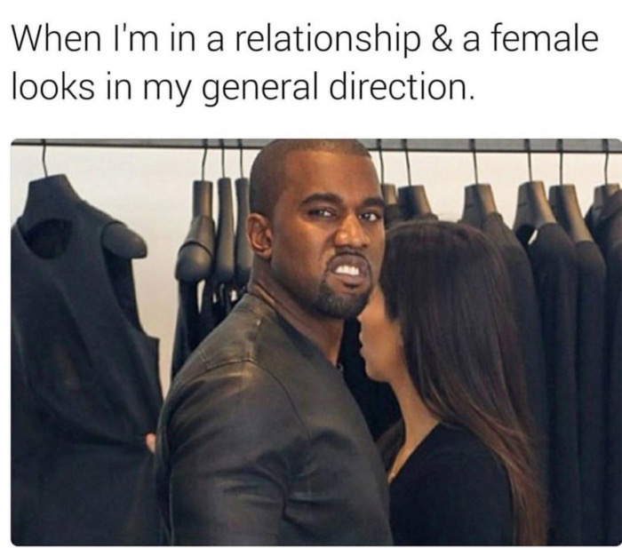 kanye west angry face - When I'm in a relationship & a female looks in my general direction.