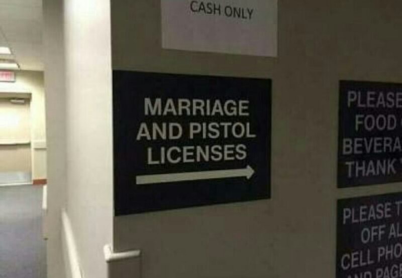 signage - Cash Only Marriage And Pistol Licenses Please Food Bevera Thanks Pleaset Offal Cell Pho un Page