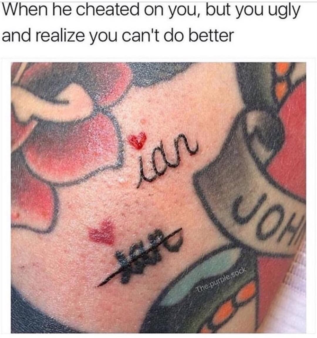 girl has tattoo of Ian, crosses it out, makes another.