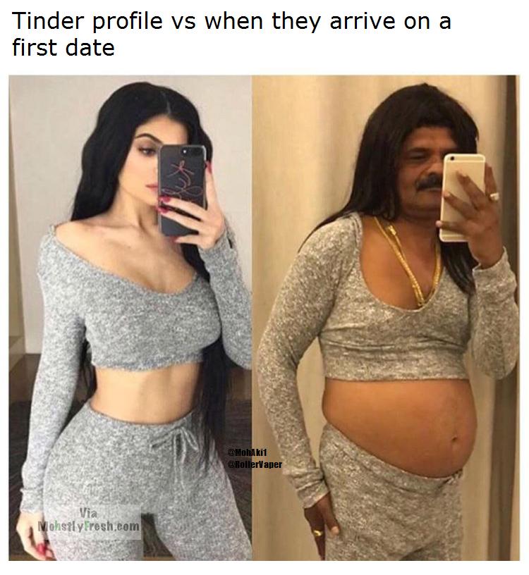 before and after being pregnant - Tinder profile vs when they arrive on a first date Mohakit RollerVaper Mohstly Fresh.com