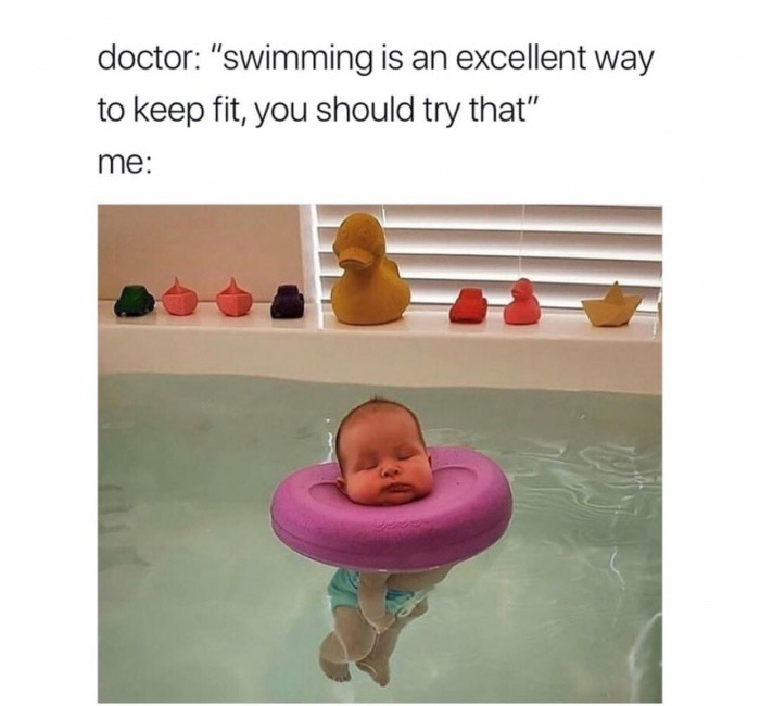 life day baby spa - doctor "swimming is an excellent way to keep fit, you should try that" me