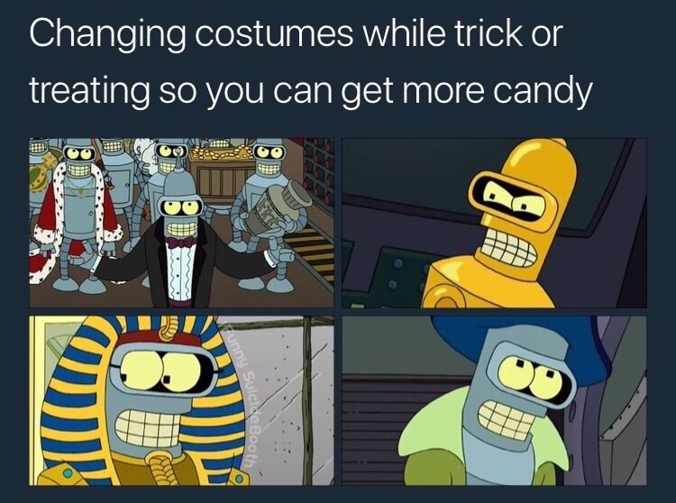 cartoon - Changing costumes while trick or treating so you can get more candy Itb 01 Funny Sul Suicide Booth