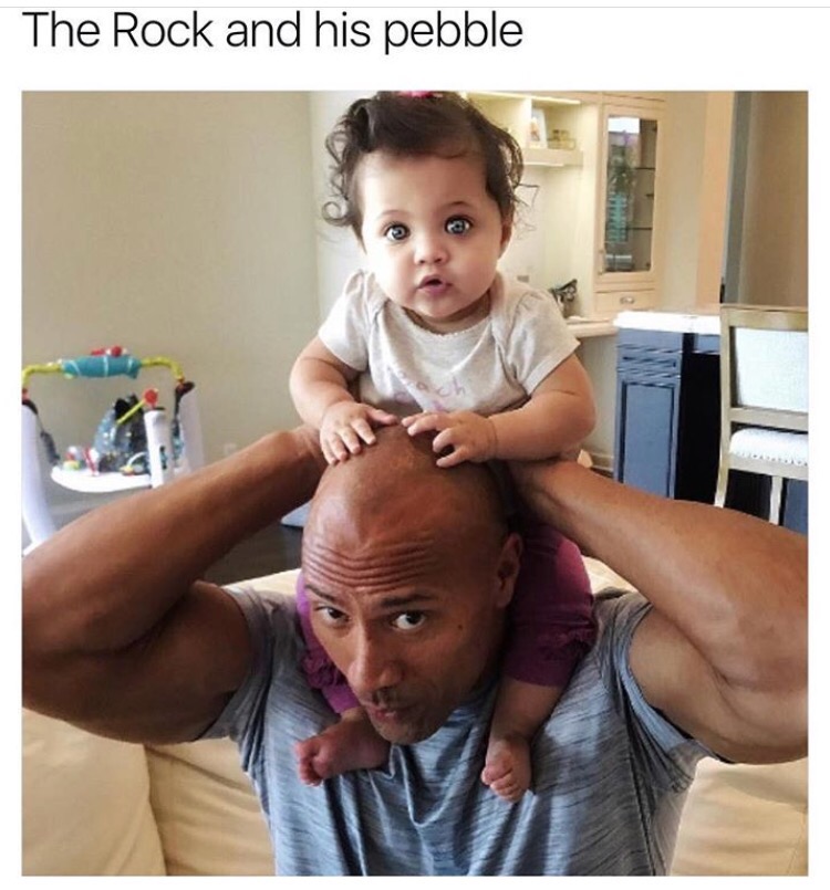 dwayne johnson kids - The Rock and his pebble