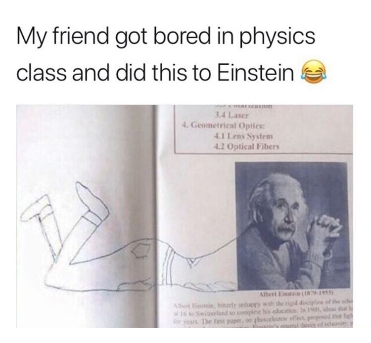 albert einstein - My friend got bored in physics class and did this to Einstein 3.4 Laser 4. Geometrical Optics 4.1 Lens System 4.2 Optical Fibers Albert Einste 18291959 Antibioty why why the tidiscipline the 16 Swind to completed in 1s, dessut reas the t