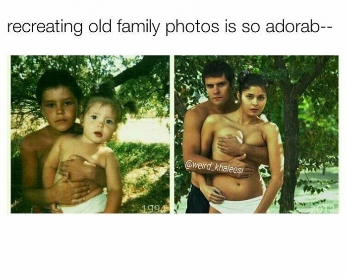 memes-  human - recreating old family photos is so adorab ge