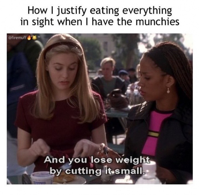 photo caption - How I justify eating everything in sight when I have the munchies And you lose weight by cutting it small.