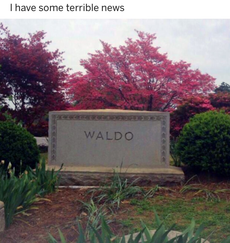 Gravestone of Waldo, we have some sad news friends