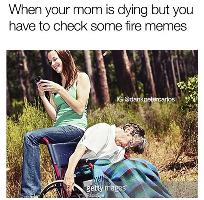 girl dying stock - When your mom is dying but you have to check some fire memes Ig Toas gettyimages Rapios