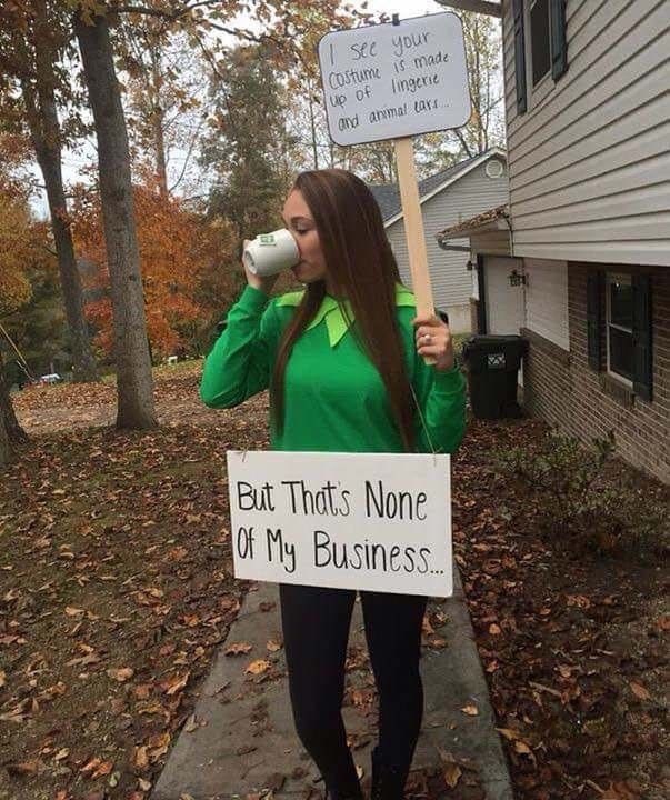 kermit the frog meme costume - I see your Costume is made up of lingerie and armat care But Thats None Of My Business.