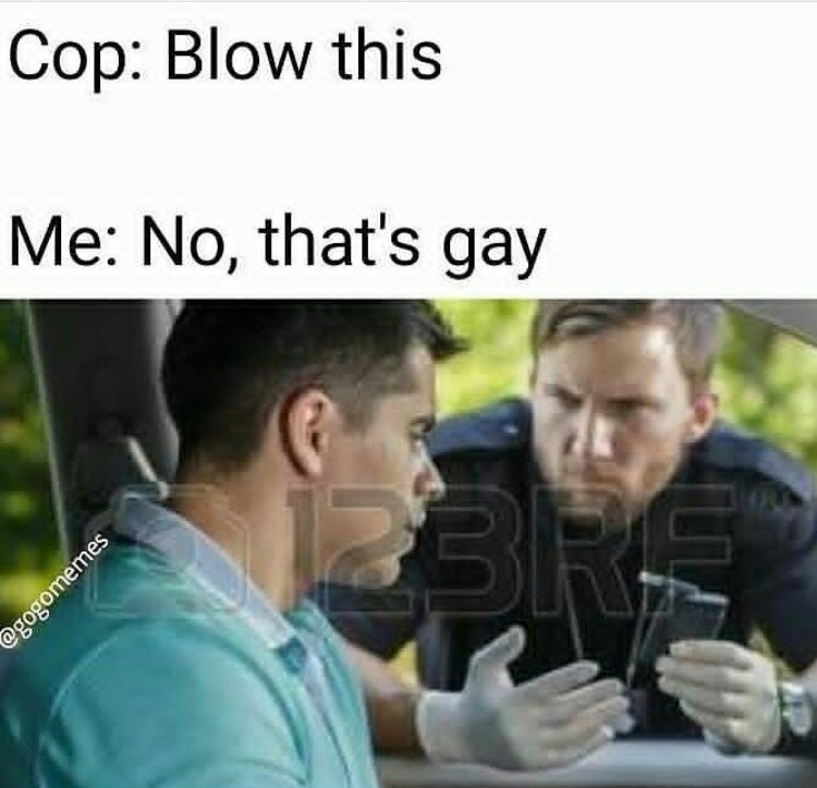 dank meme thats gay memes - Cop Blow this Me No, that's gay