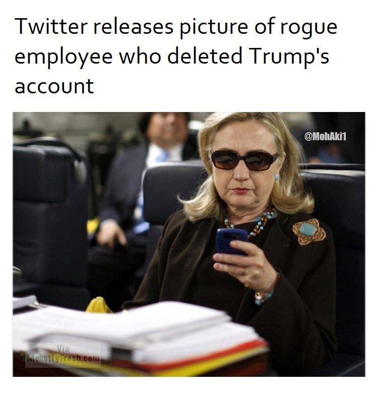 hillary texting - Twitter releases picture of rogue employee who deleted Trump's account Lohnstly resh.com