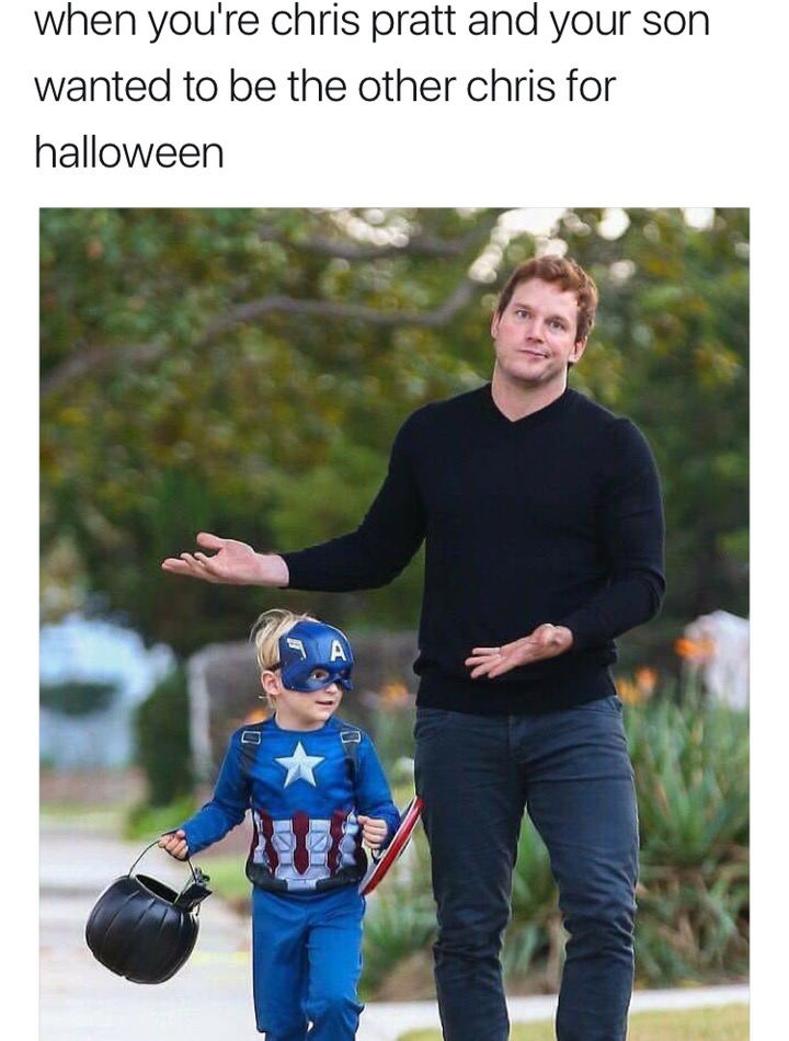memes - chris pratt funny - when you're chris pratt and your son wanted to be the other chris for halloween