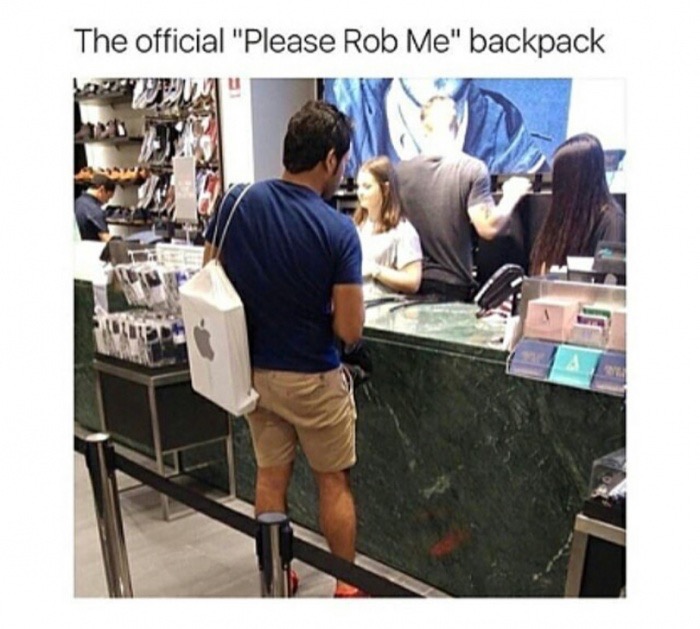 memes - backpack meme - The official "Please Rob Me" backpack