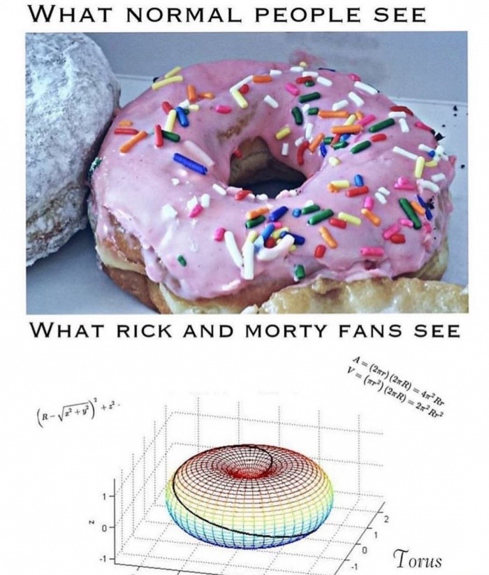 memes - normal people see vs what rick - What Normal People See What Rick And Morty Fans See A 26 2R 4r Rr V 2R 2x Rr? t. Torus