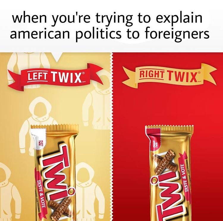 red twix - when you're trying to explain american politics to foreigners Left Twix Right Twix W Taste & Vote Taste & Vote Twins