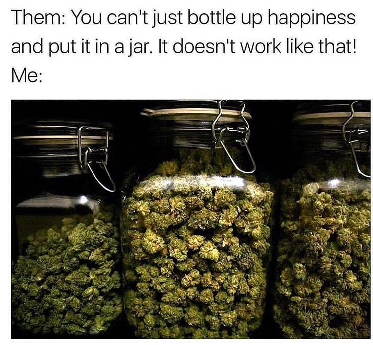 marijuana in mason jar - Them You can't just bottle up happiness and put it in a jar. It doesn't work that! Me
