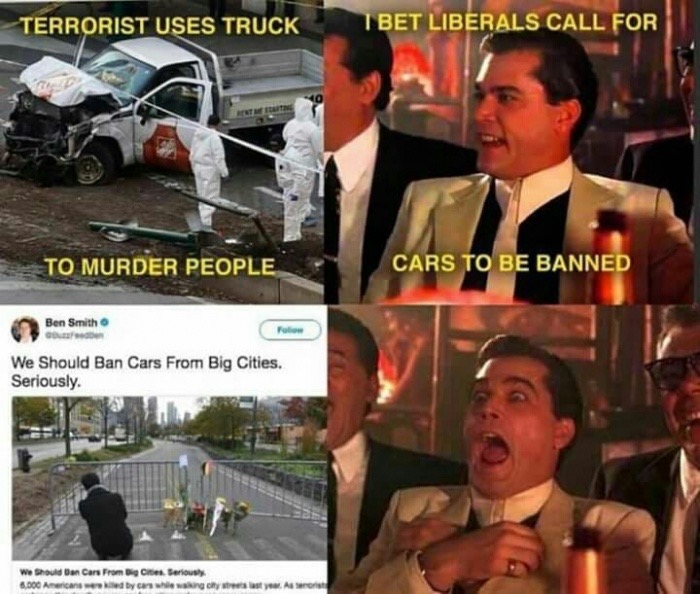 trending - ban knives save lives - Terrorist Uses Truck I Bet Liberals Call For To Murder People Cars To Be Banned Ben Smith We Should Ban Cars From Big Cities. Seriously. We should Dan Cars From Big Cities Seriously 6.000 Americans by while walking t o t