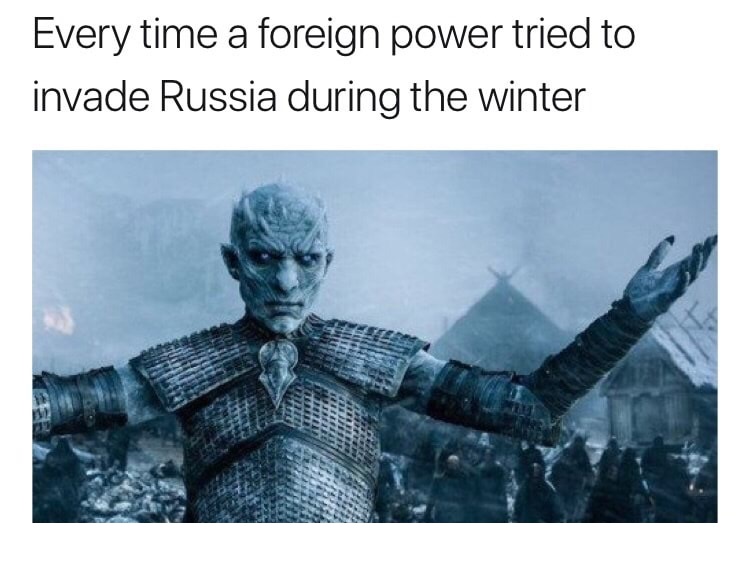 Sunday meme comparing Russians to white walkers