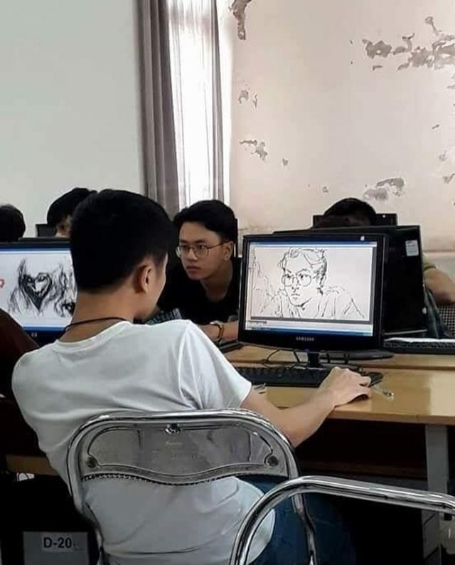 Sunday meme with pic of kid drawing another kid on a computer