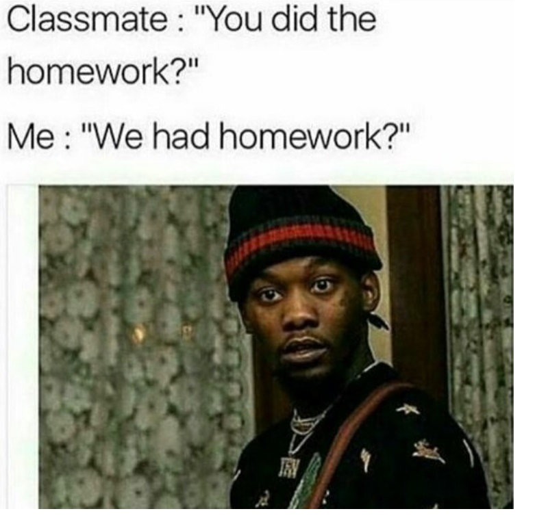 Sunday meme about forgetting to do school work