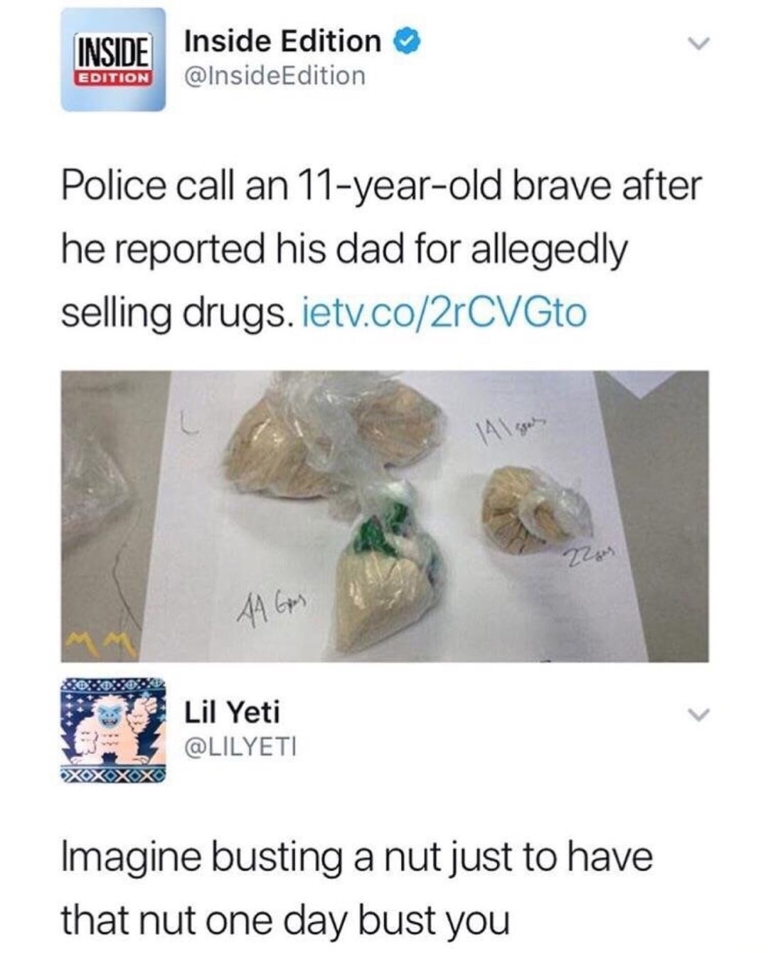 Sunday meme about a kid snitching on his dad to the police