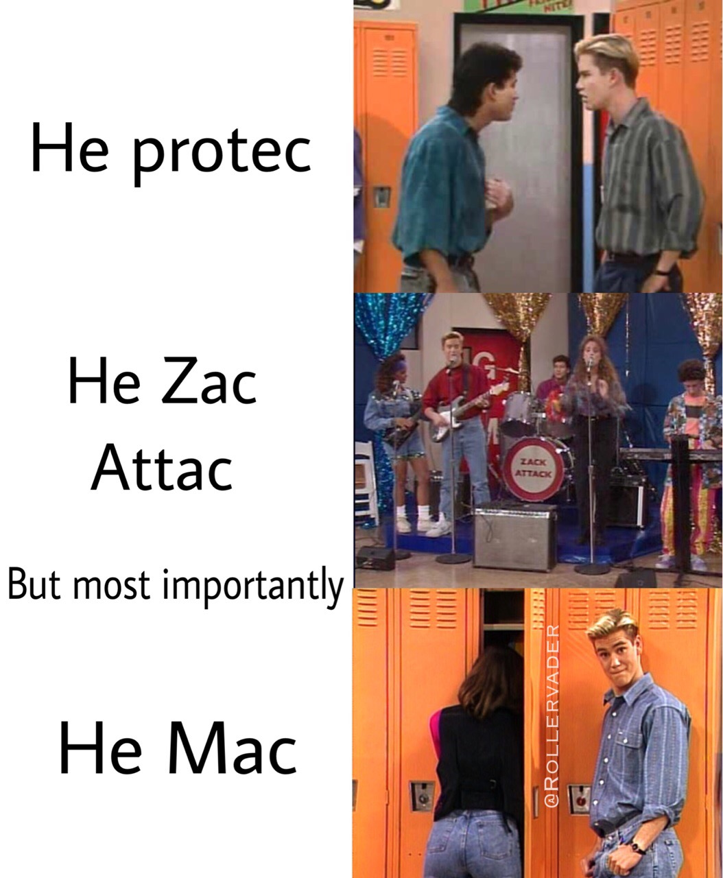 He protec He Zac Attac Attack But most importantly , He Mac