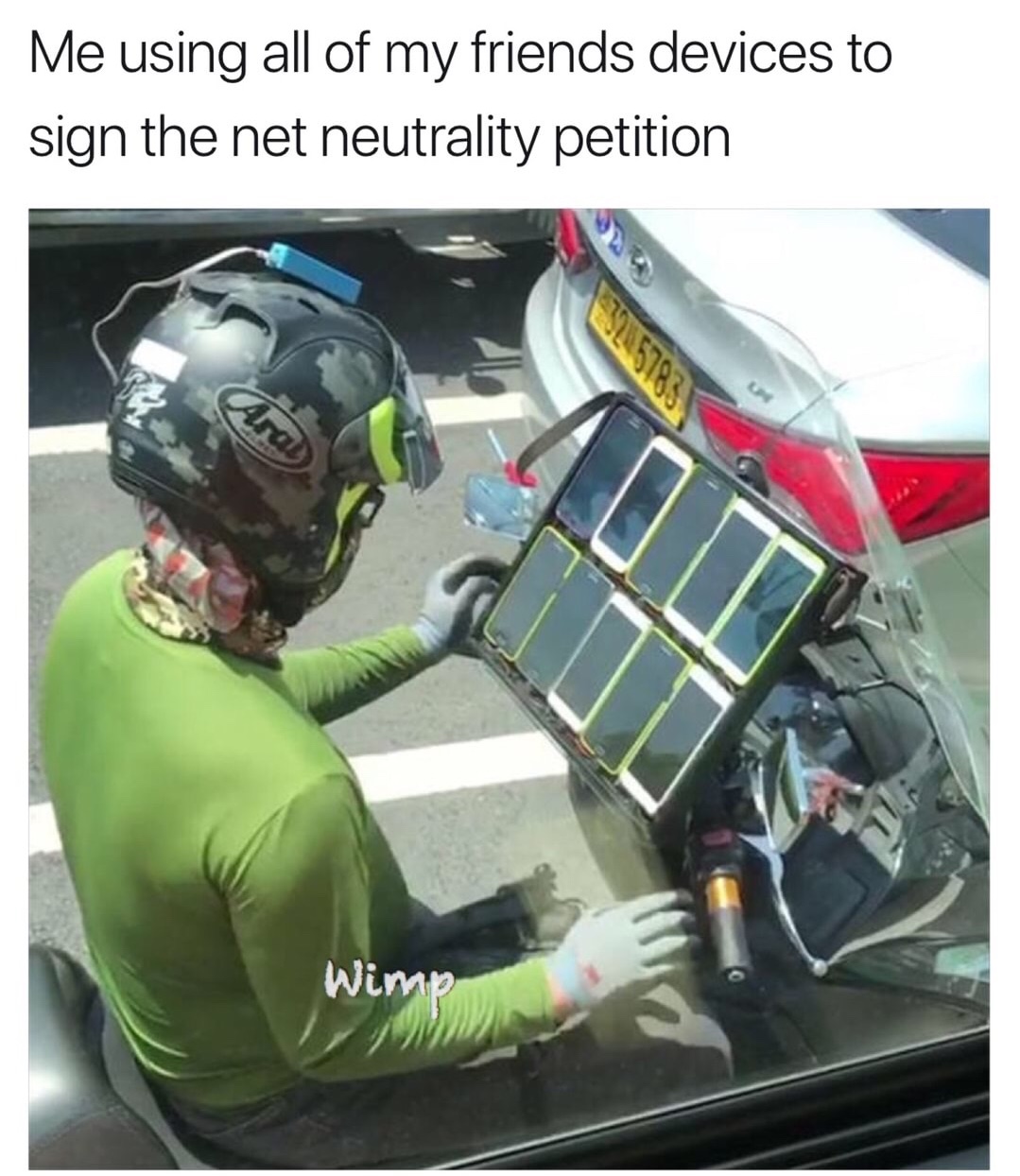 vehicle - Me using all of my friends devices to sign the net neutrality petition Wimp