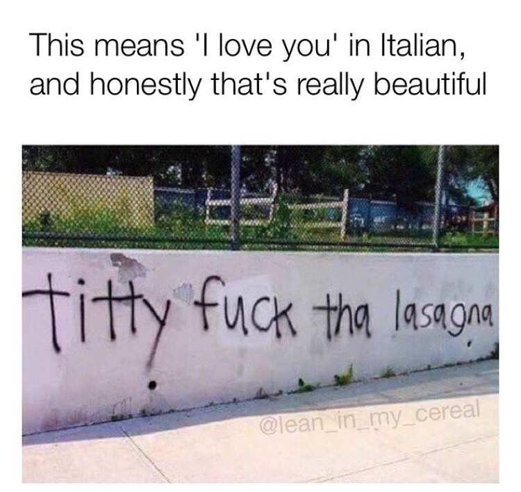 memes - modern art meme - This means 'I love you' in Italian, and honestly that's really beautiful titty fuck the lasagna