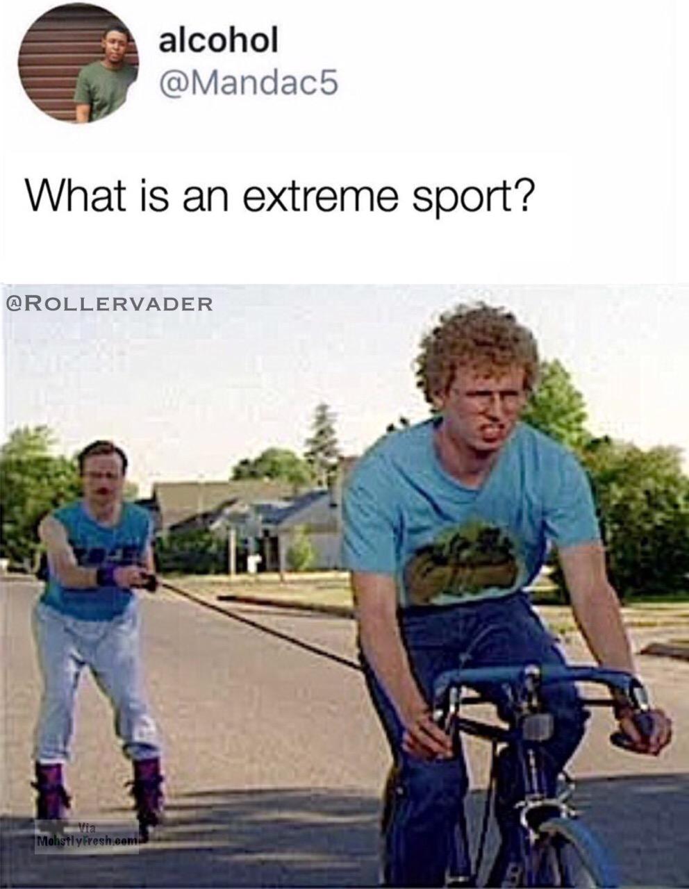 memes  - napoleon dynamite bike scene - alcohol What is an extreme sport? Mohstlyfresh.com