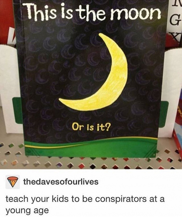 memes  - teach your kids to be conspirators - This is the moon Or is it? thedavesofourlives teach your kids to be conspirators at a young age