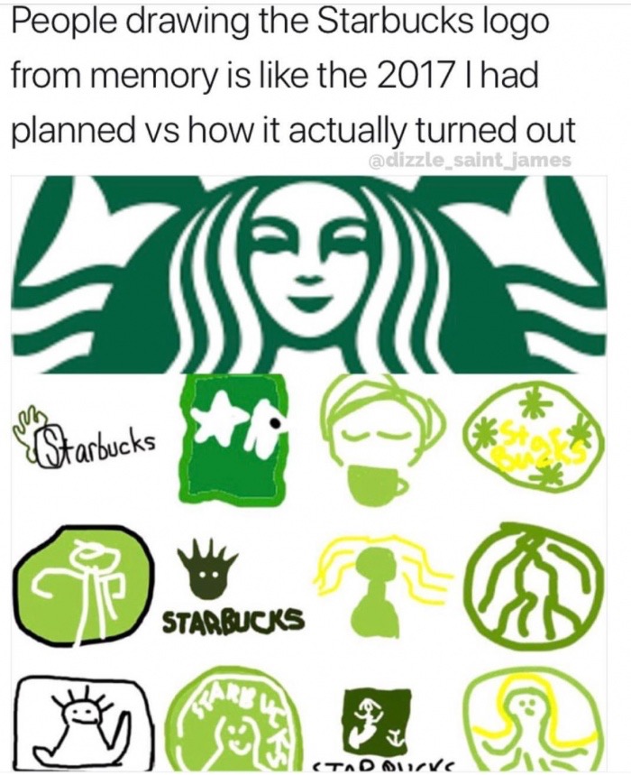 memes - starbucks new logo 2011 - People drawing the Starbucks logo from memory is the 2017 Thad planned vs how it actually turned out adizzle saint james ks Starbucks Dove