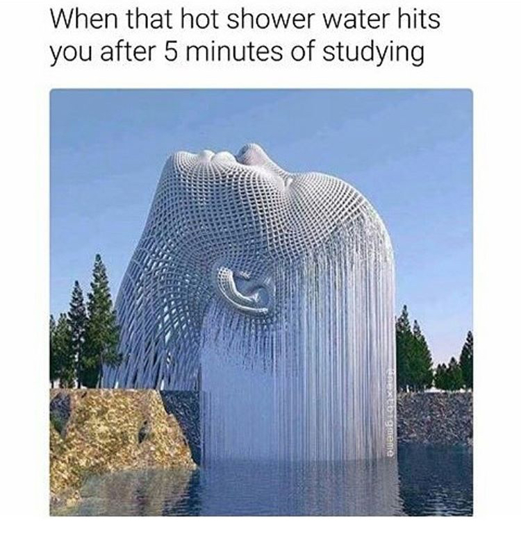 digital fountain - When that hot shower water hits you after 5 minutes of studying Ad extorg meme