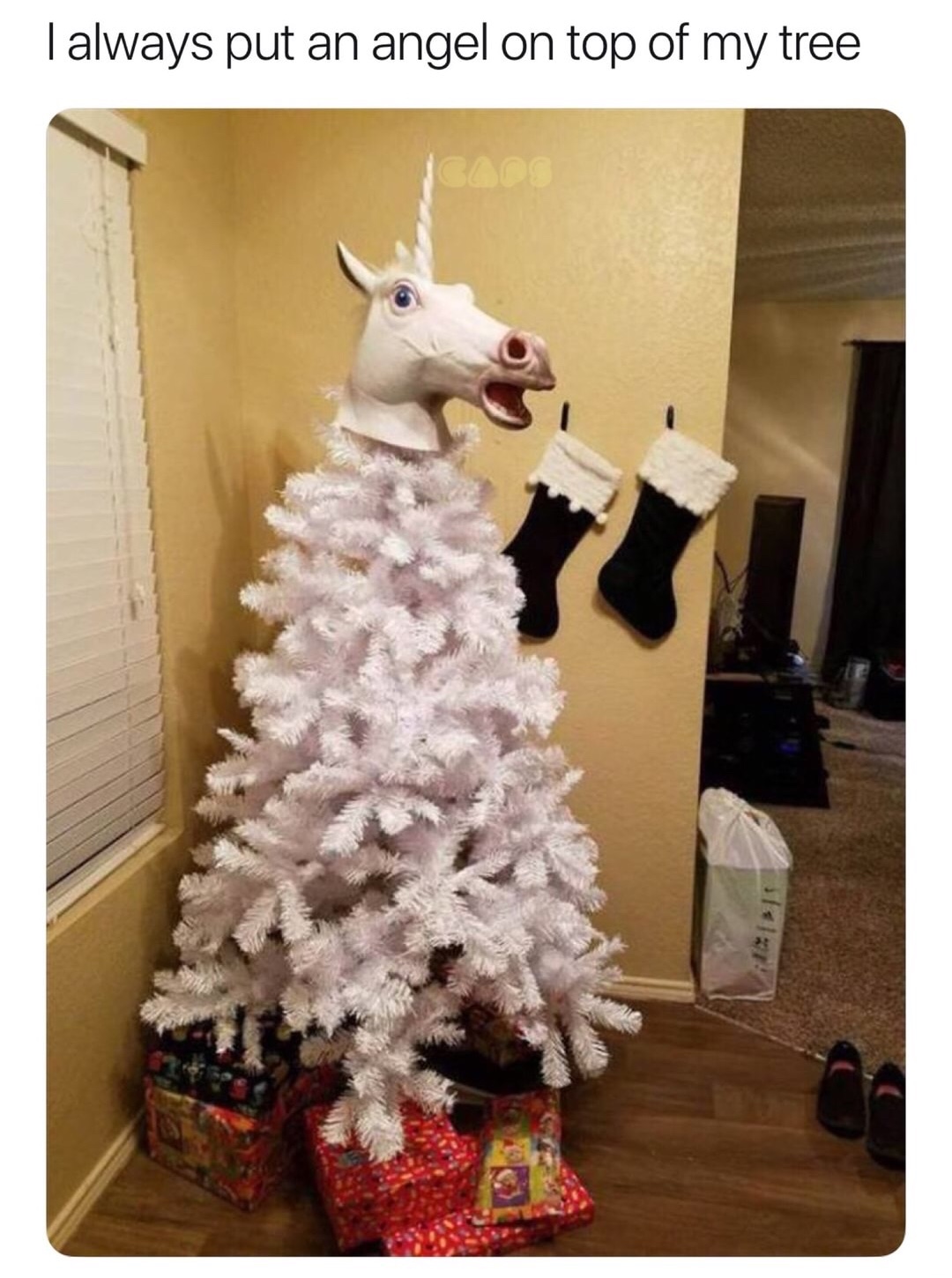 dank meme christmas tree - I always put an angel on top of my tree